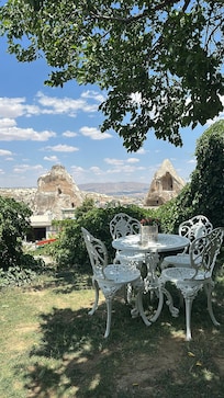 One of the many terraces and sitting places available
