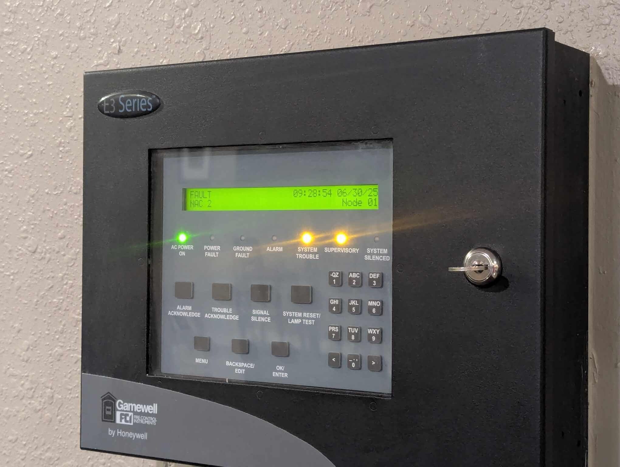 Security panel indicates problems 