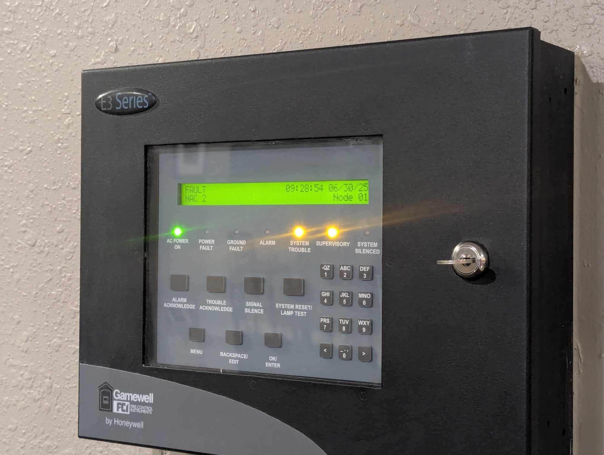 Security panel indicates problems