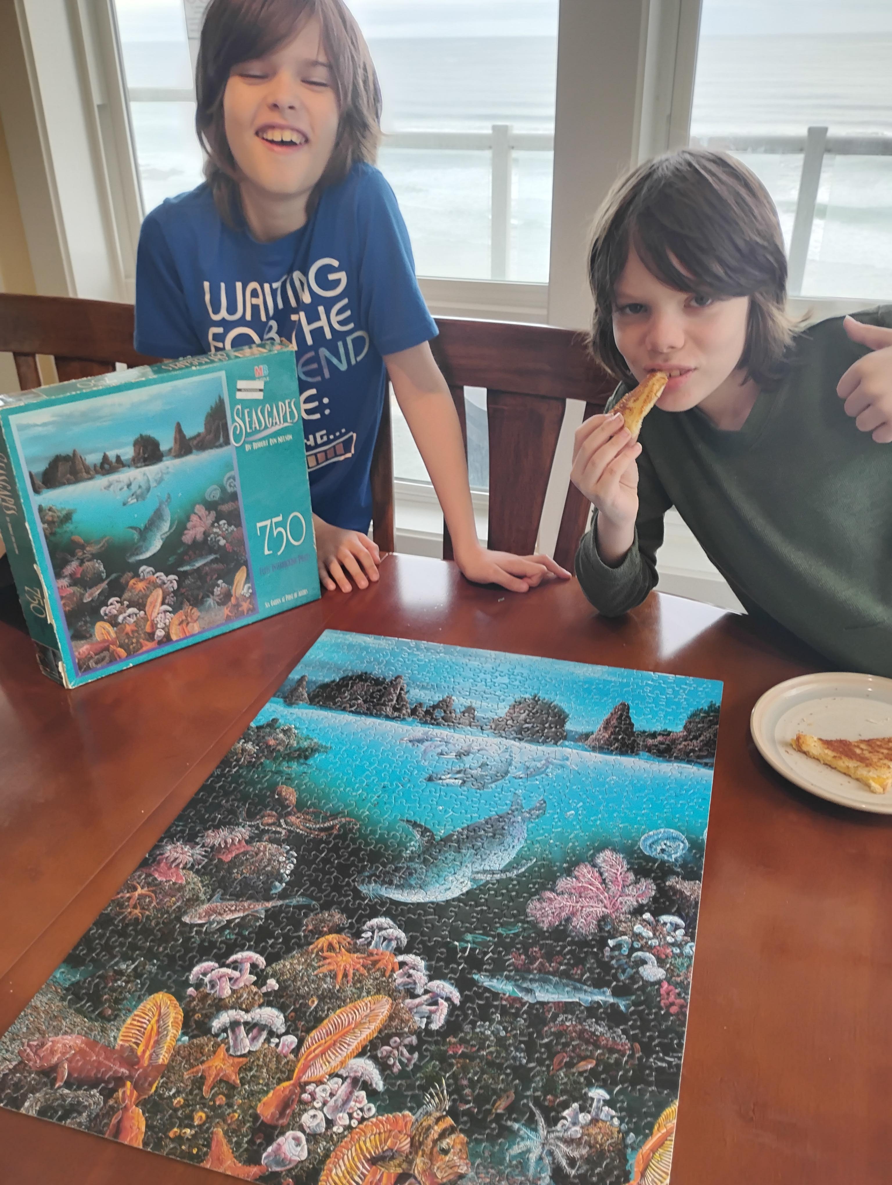 Good table with view of ocean for the puzzles they provided!
