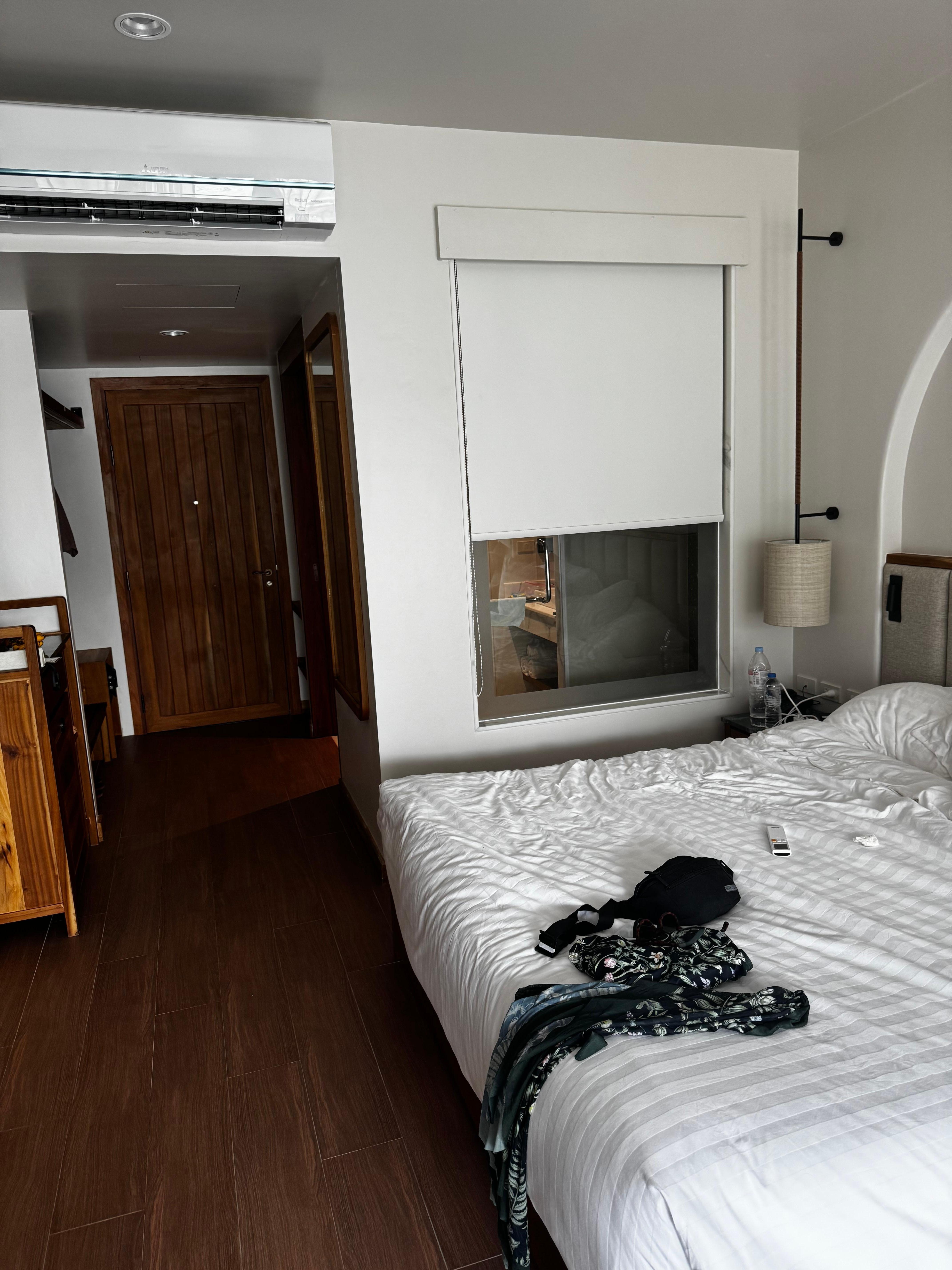 My messy room w a view to the shower