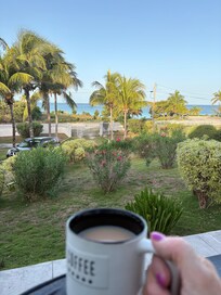 Morning coffee on the front patio.
