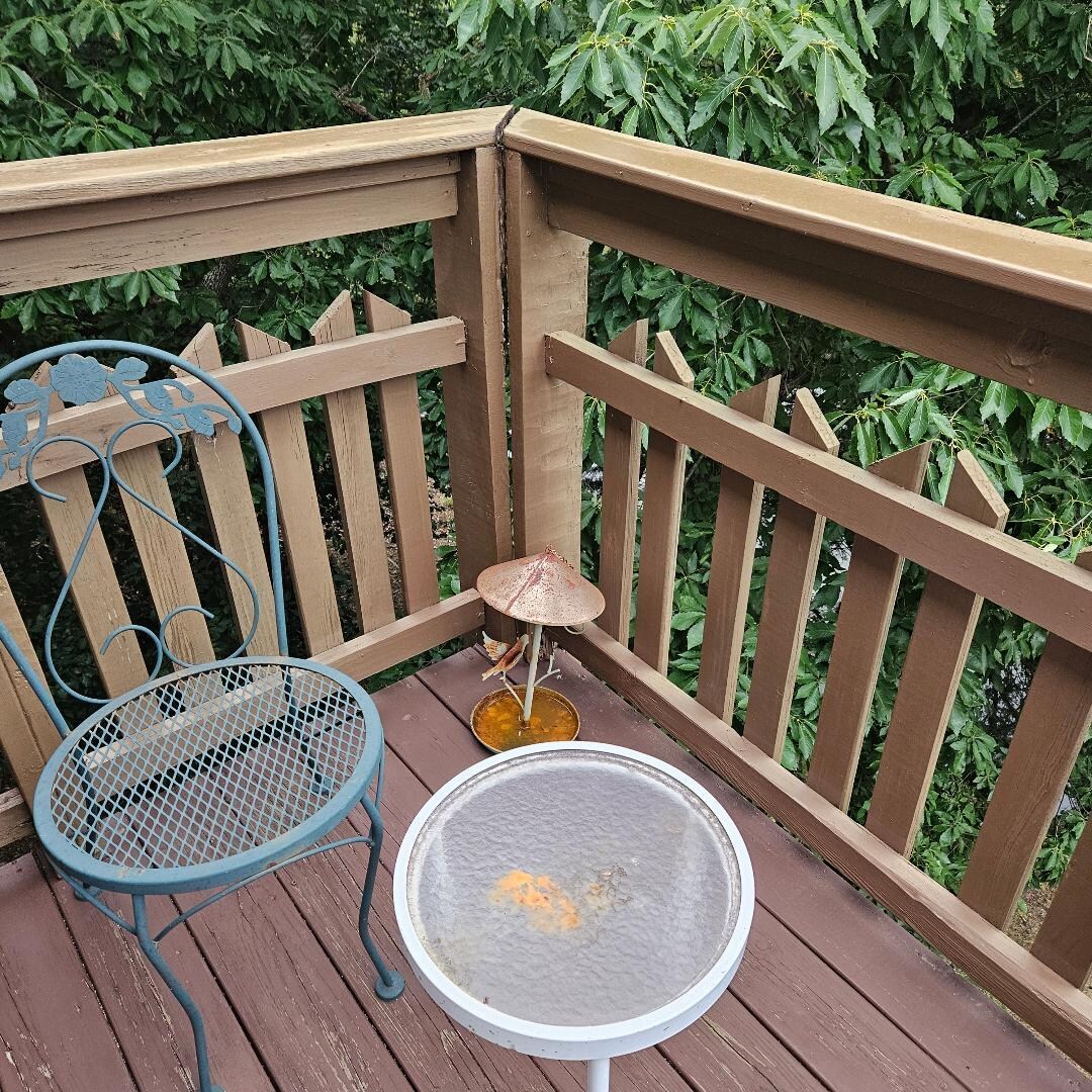 deck railing split, rusty items, etc