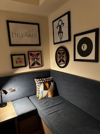 Hotel room with king bed