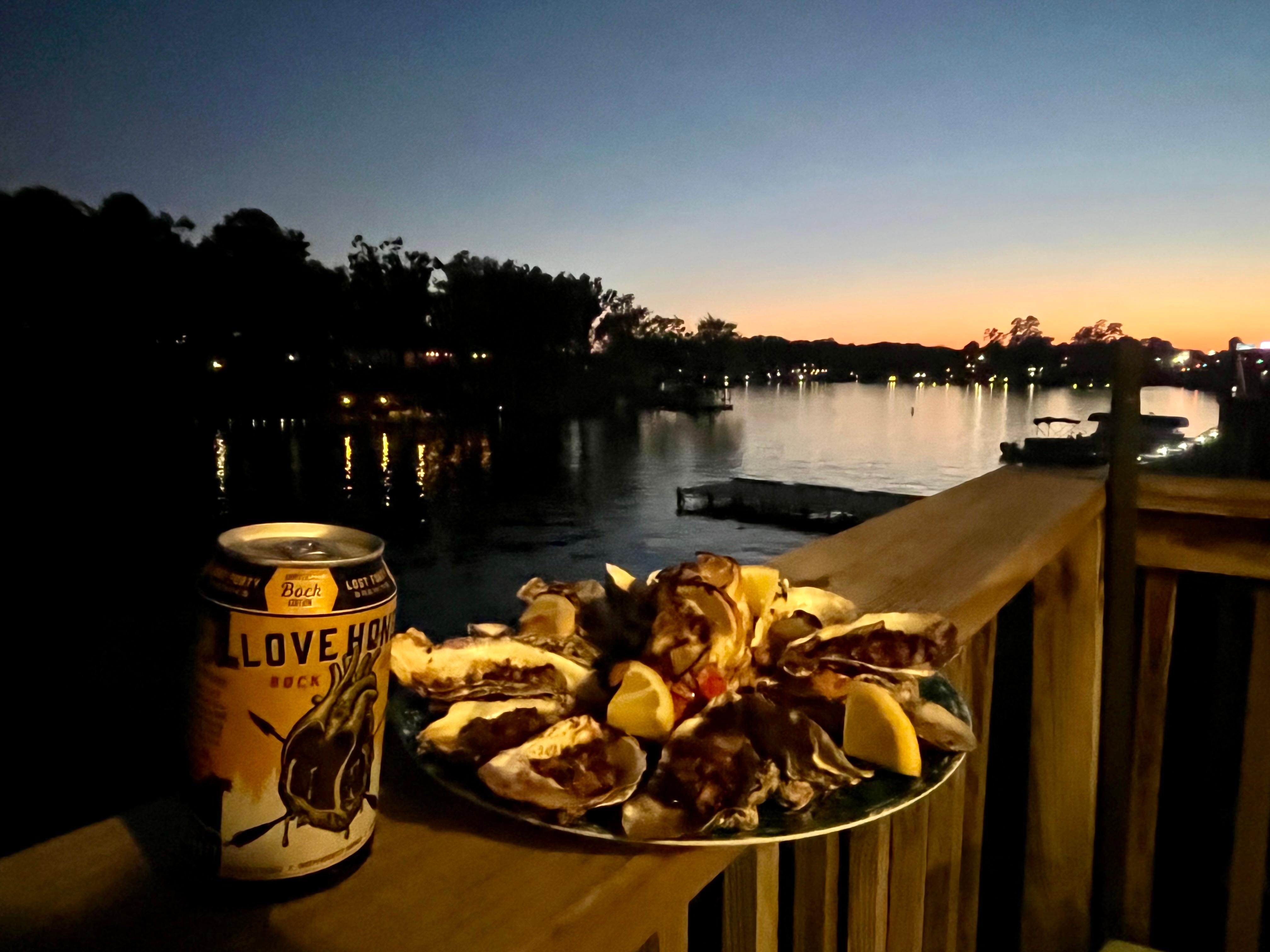 Dinner, lobster, broiled oyster and local beer