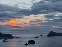 Off the balcony to the south.