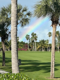 View from the pool, steps from the patio. 🌈