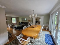 Dining room, Living room, sliding doors to a spacious porch