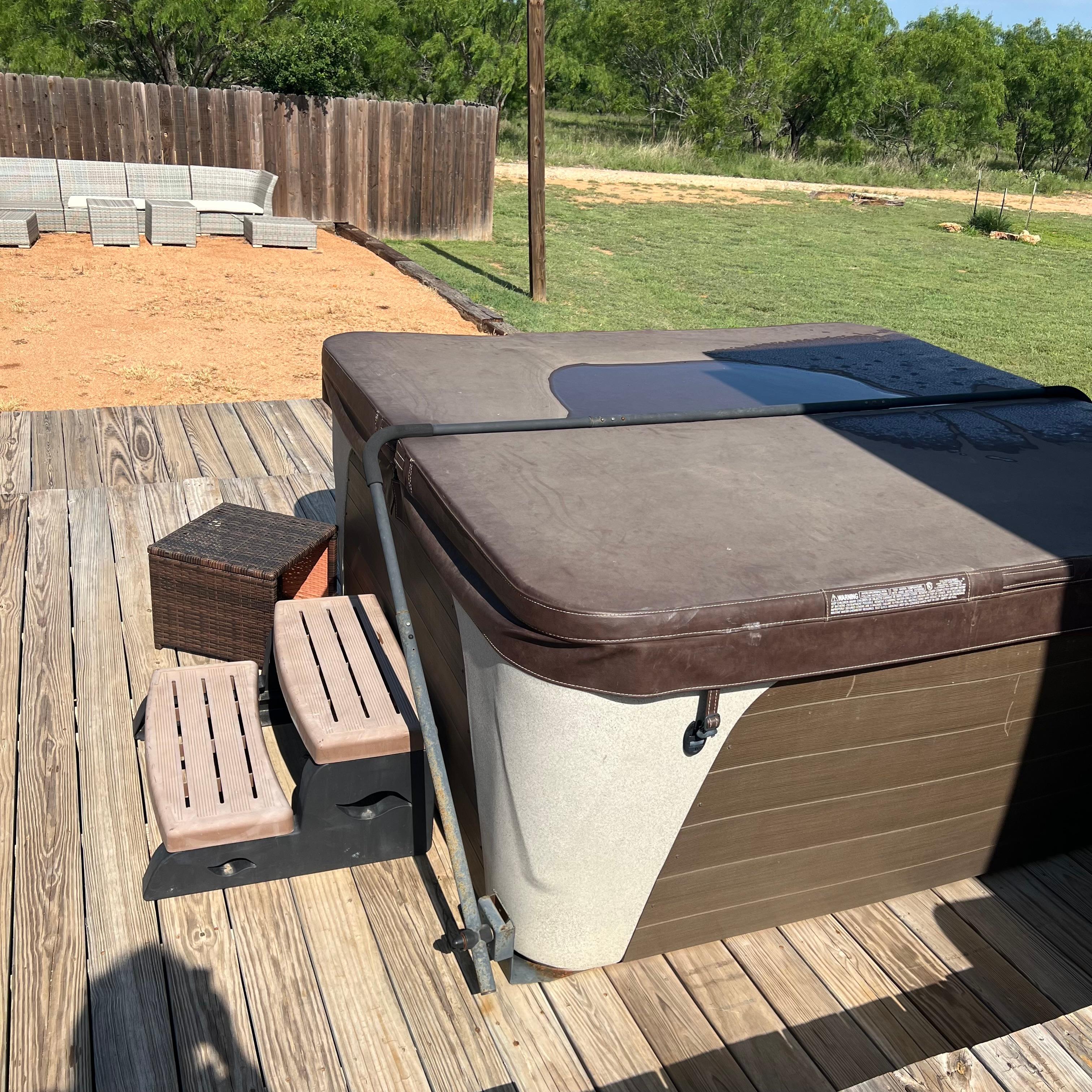 Outdoor area at back off decks