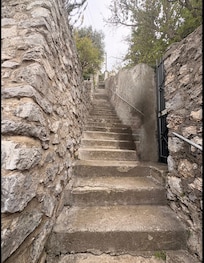 Hike up from the villa to the road to get you to the main road. Pack light!