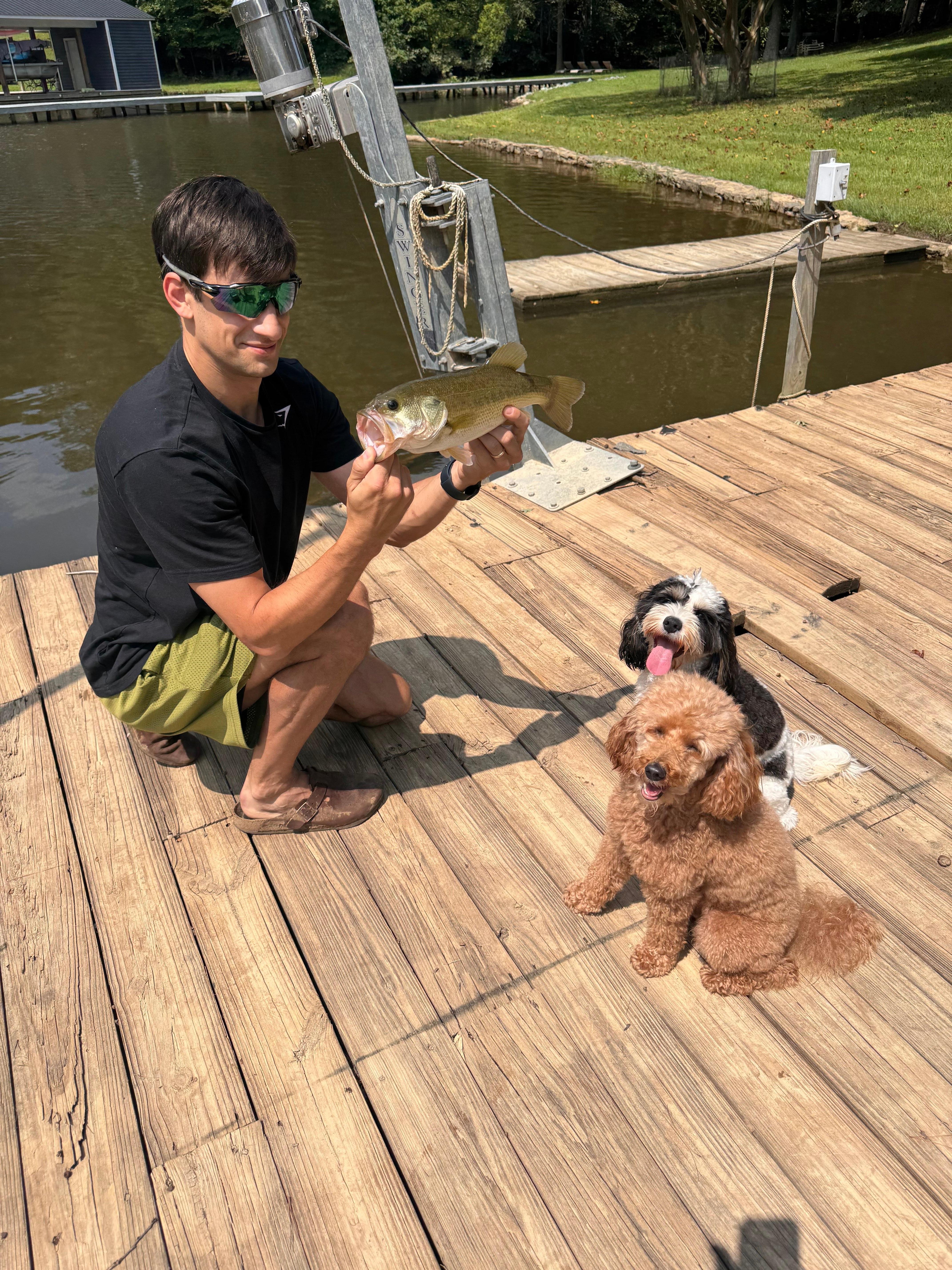 Our two small dogs loved the big yard, docks, water and the enchanting fishes.