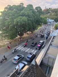 The street and the lagoon.