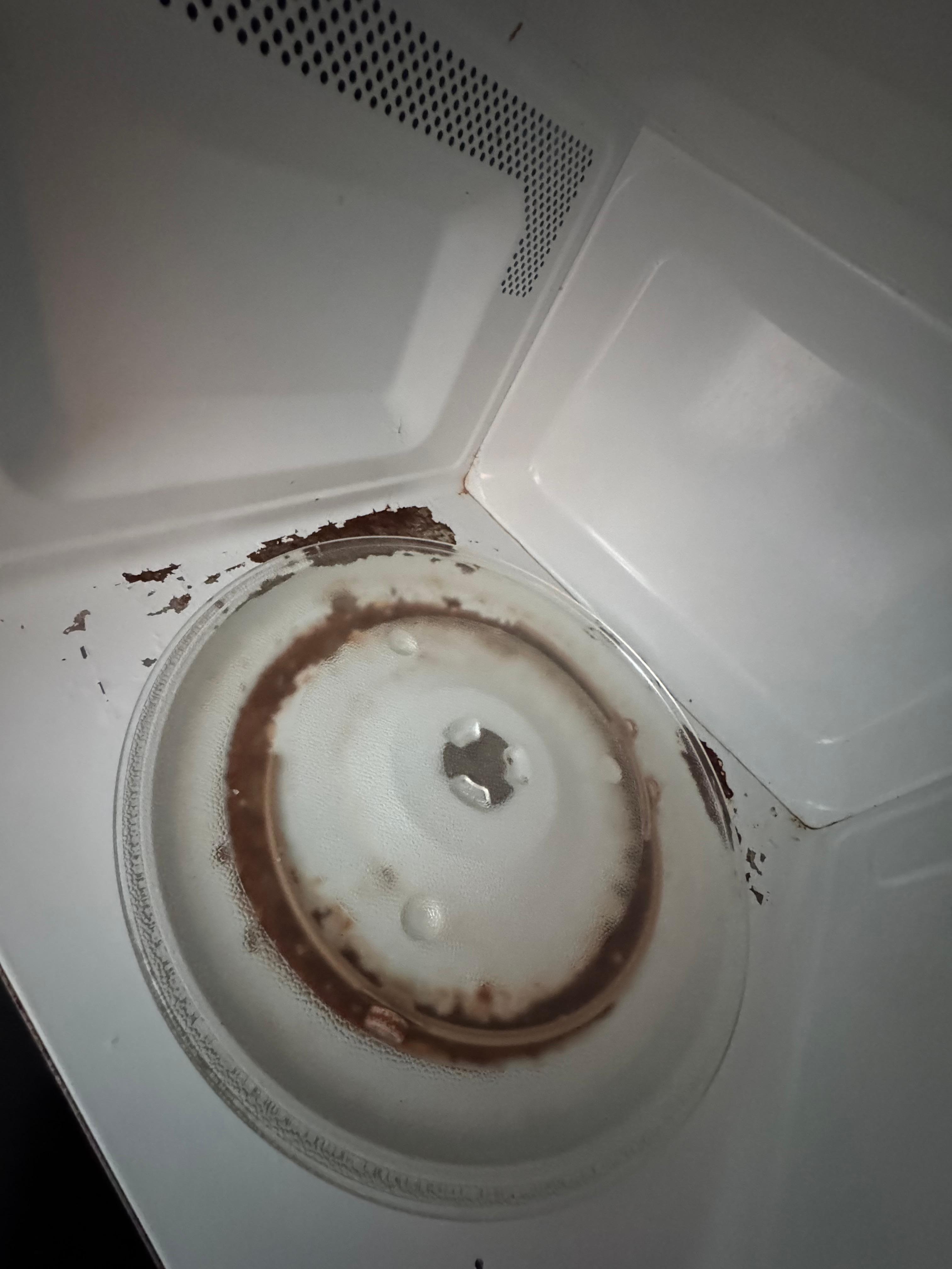 Inside the microwave.