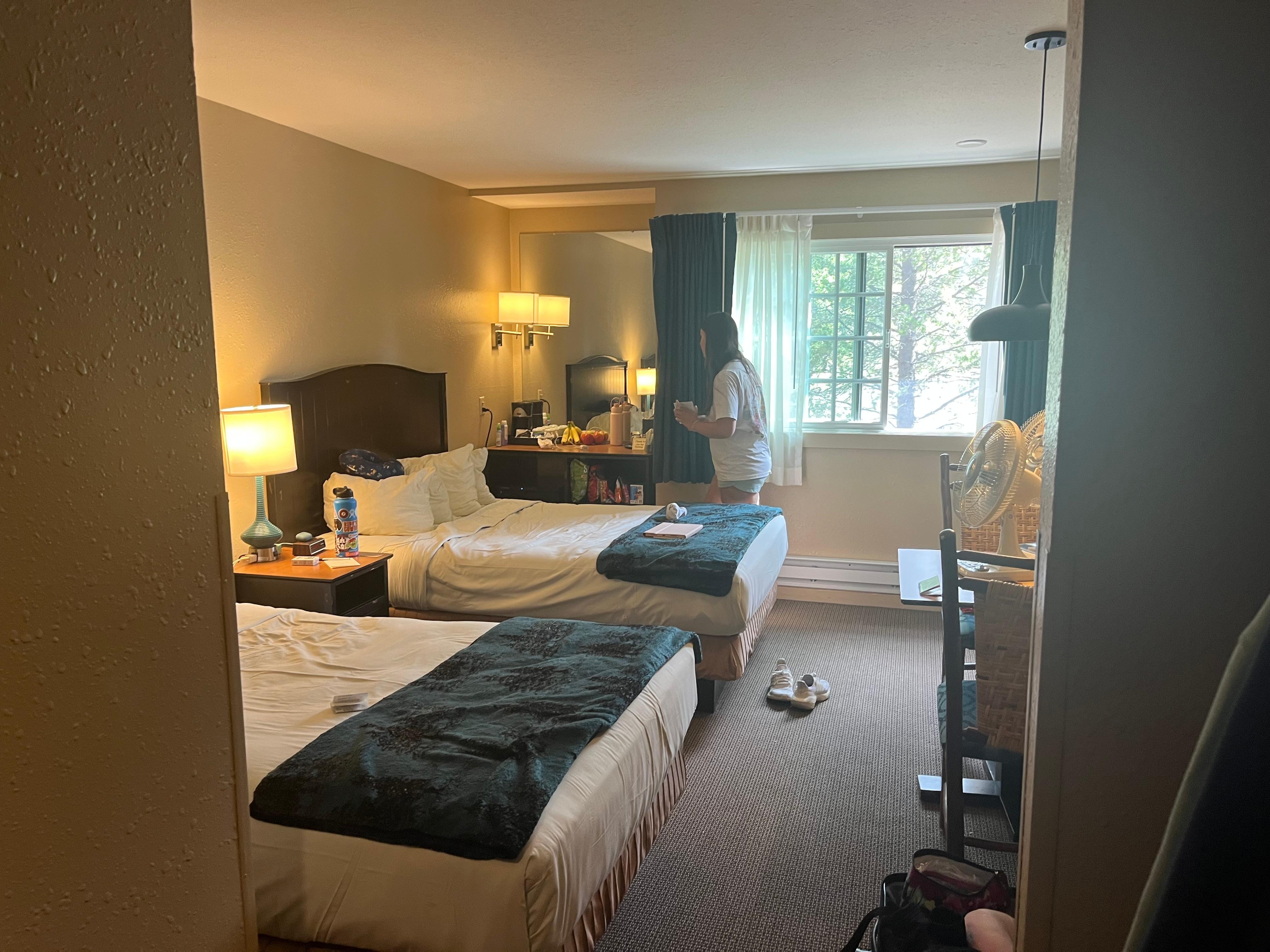Guest rooms are nice. There is no AC.
