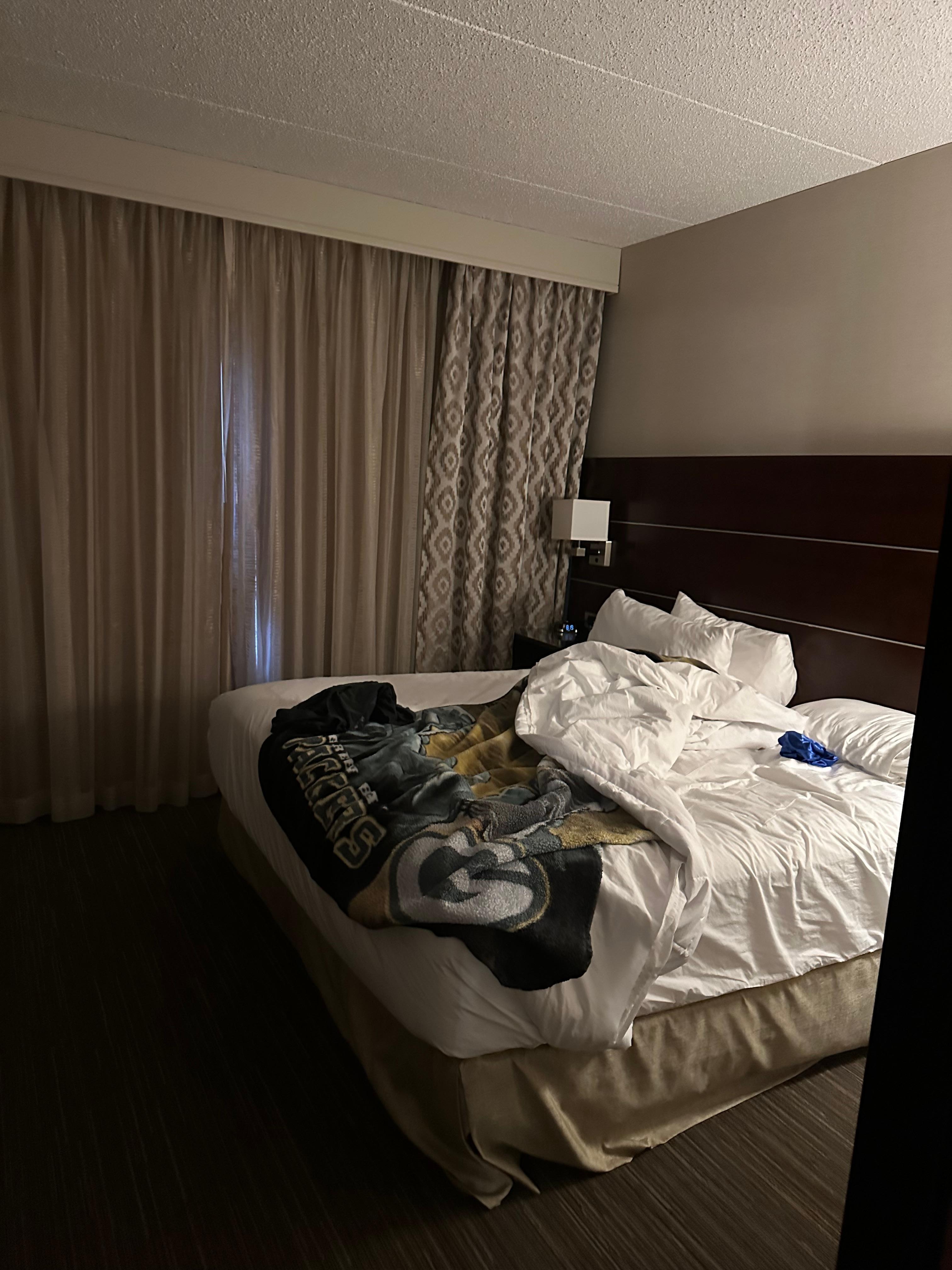 King/Queen bed and view of Vibrant Stadium. Spacious area with door 