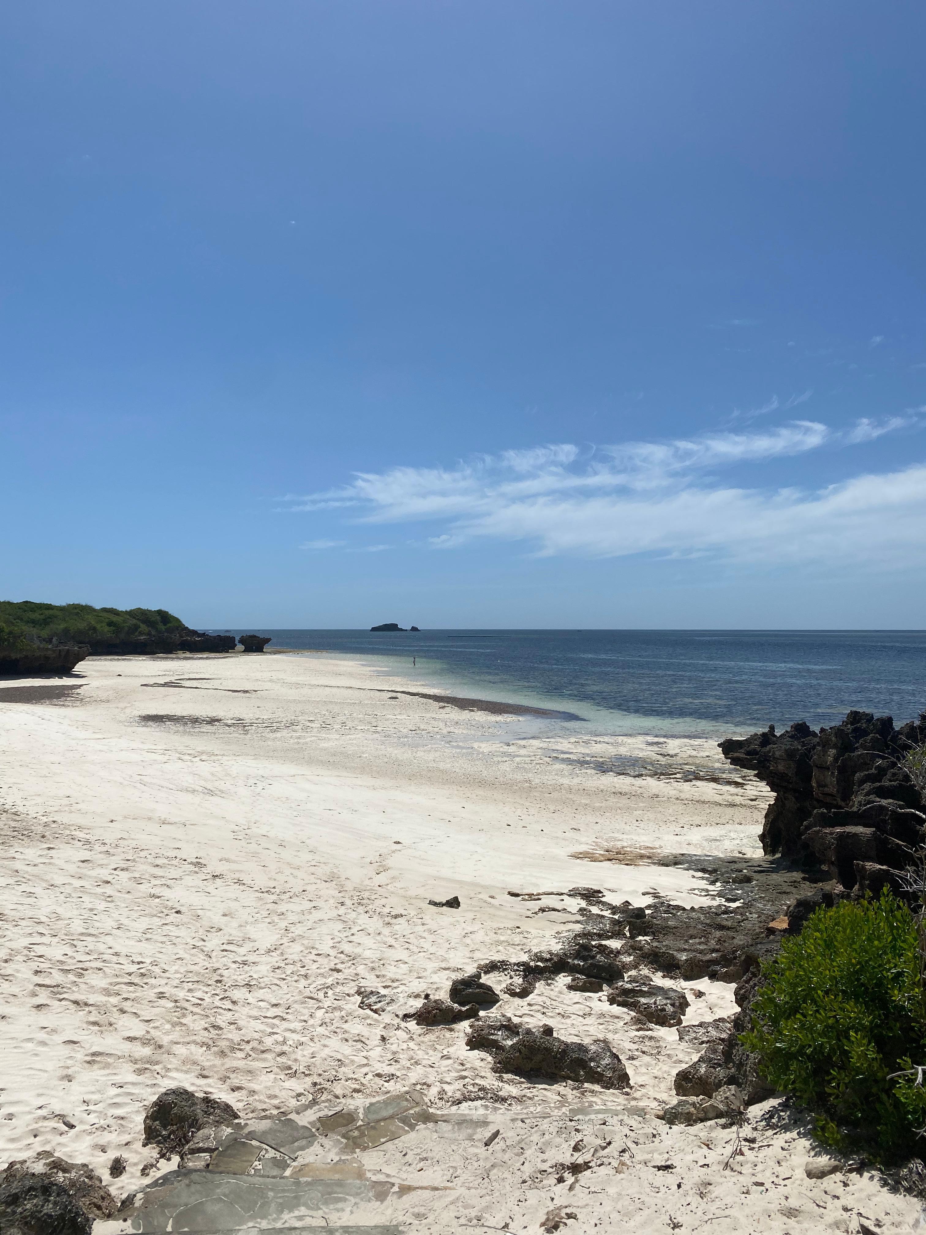 Private beach at low tide