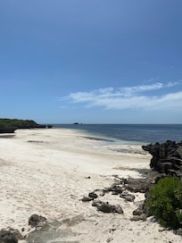 Private beach at low tide