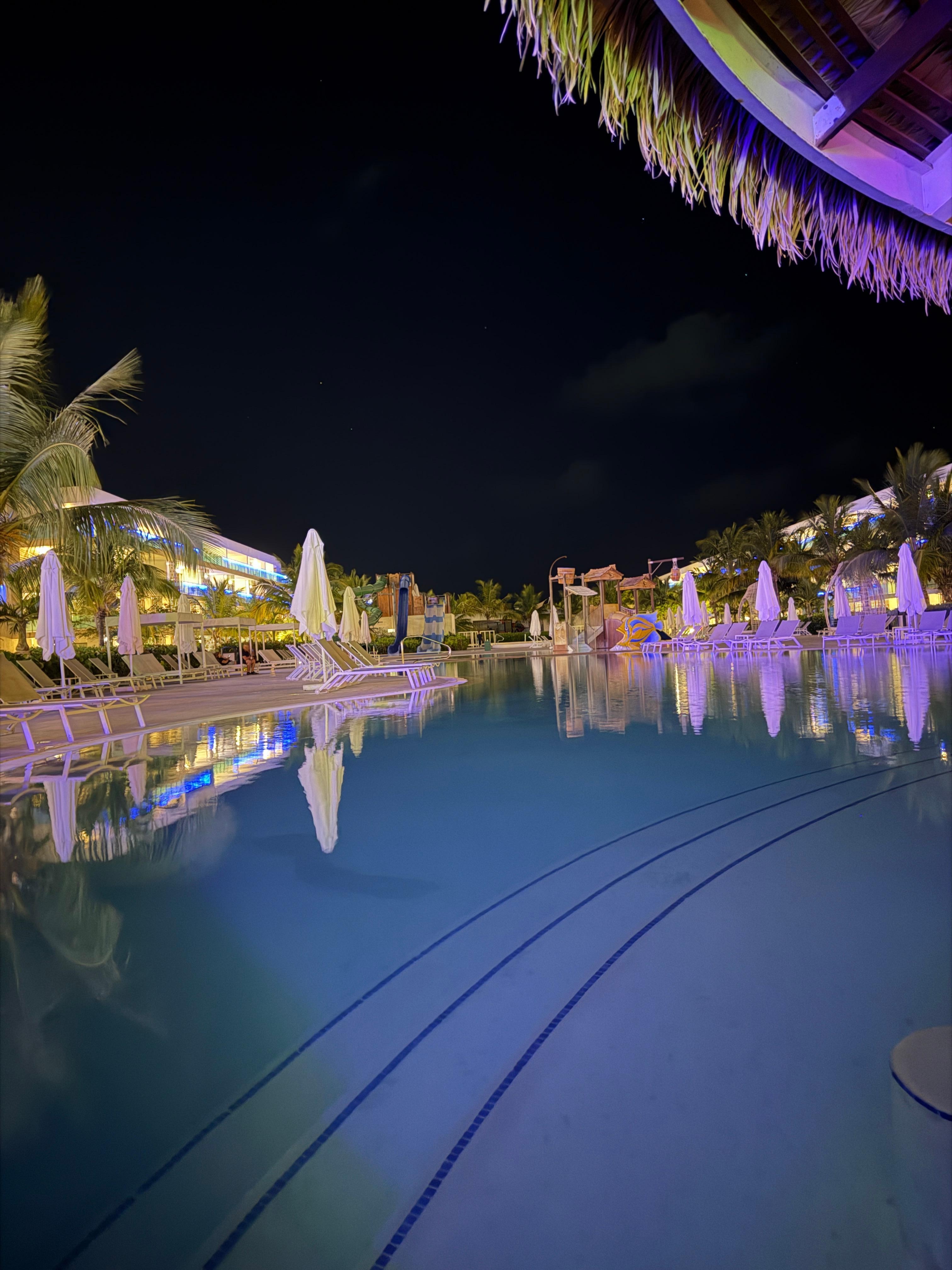 Main pool by night 
