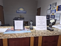 Empty main desk. Repeated calls with their phone did nothing.