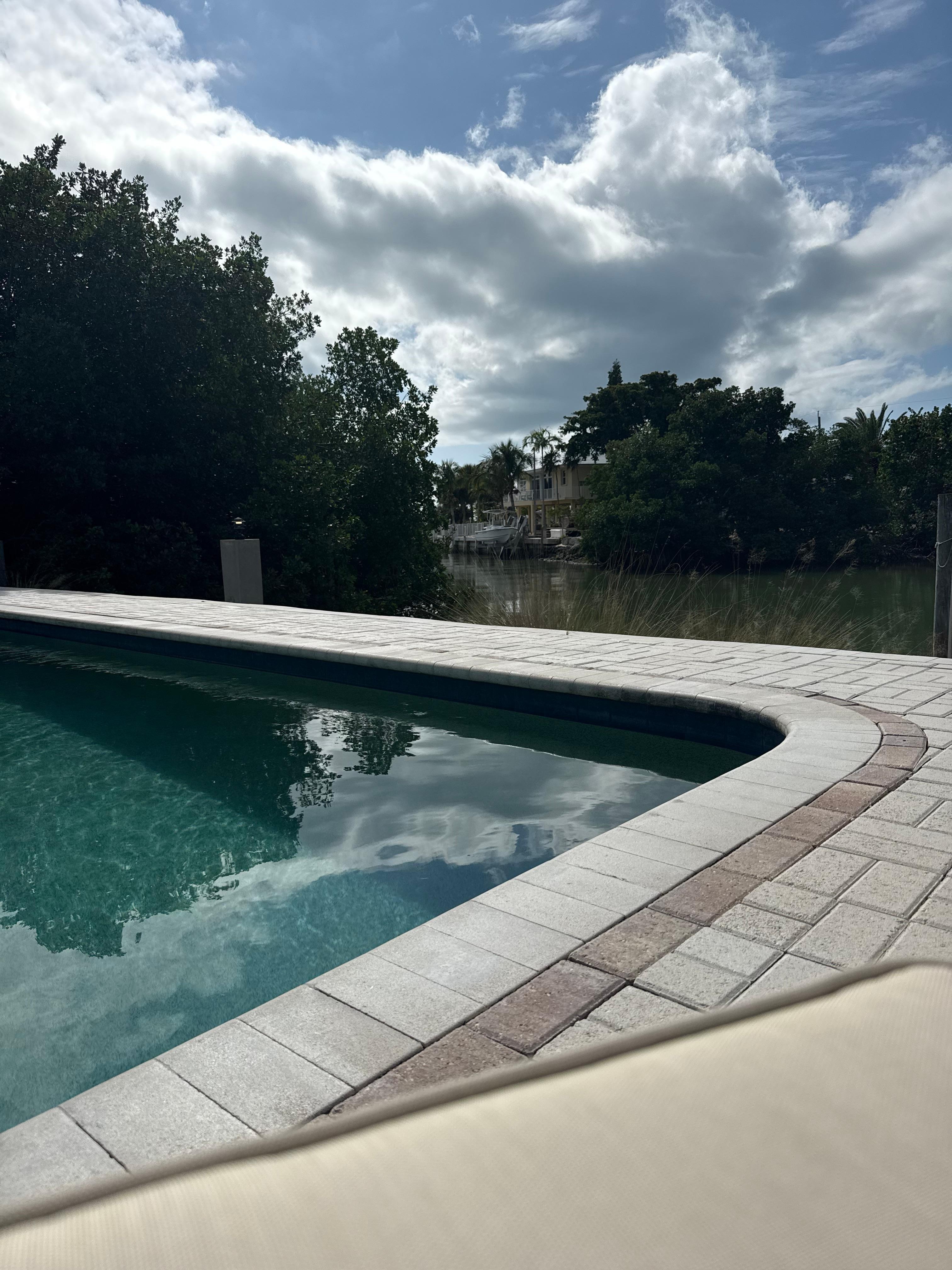 View from the comfortable chairs by the pool.