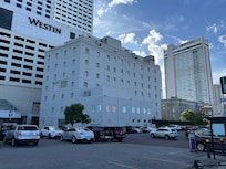 View of the hotel from adjacent parking lot.