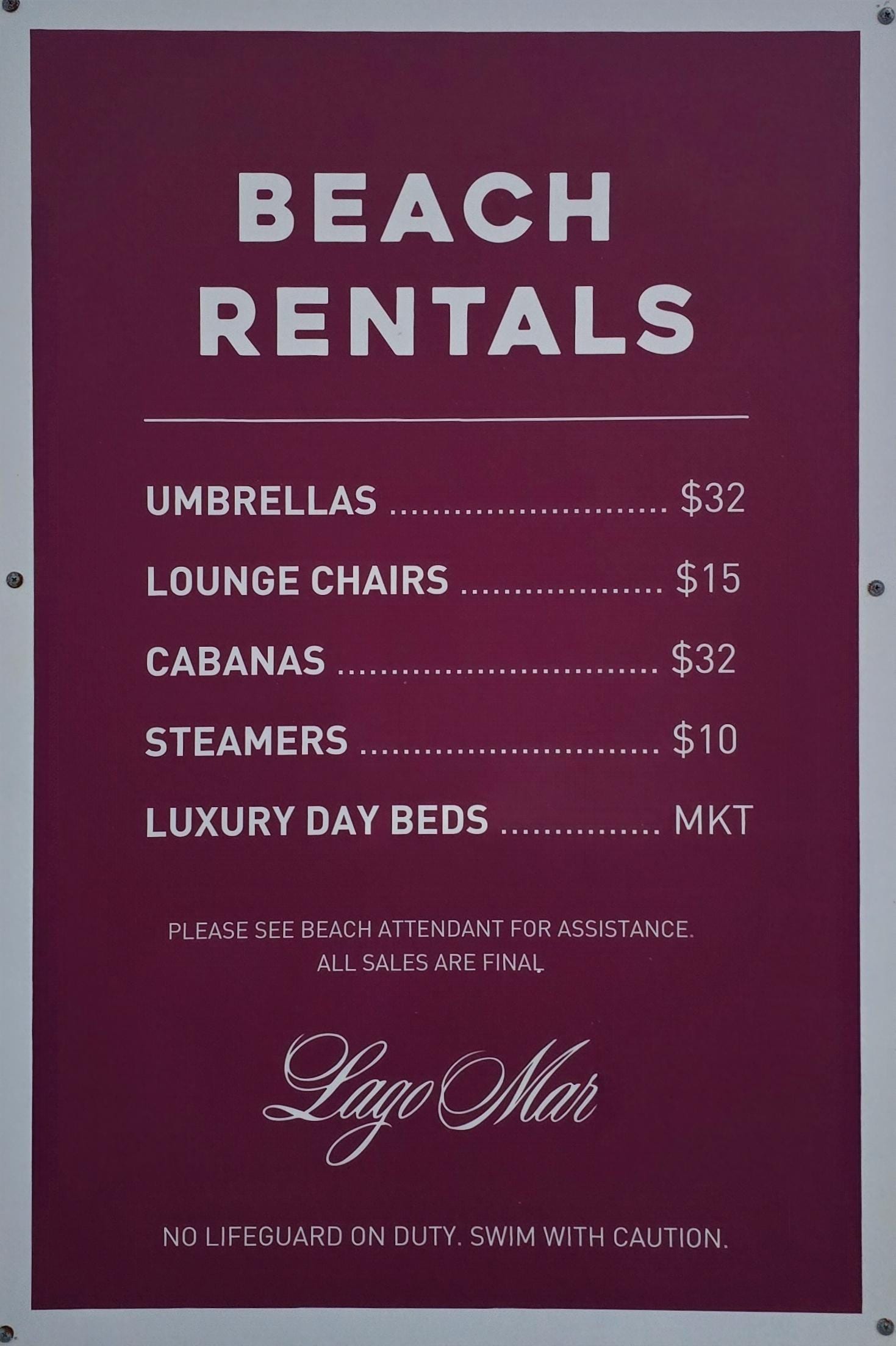 Beach rentals