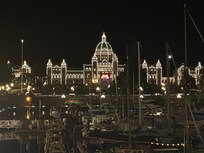 BC Legislature at night