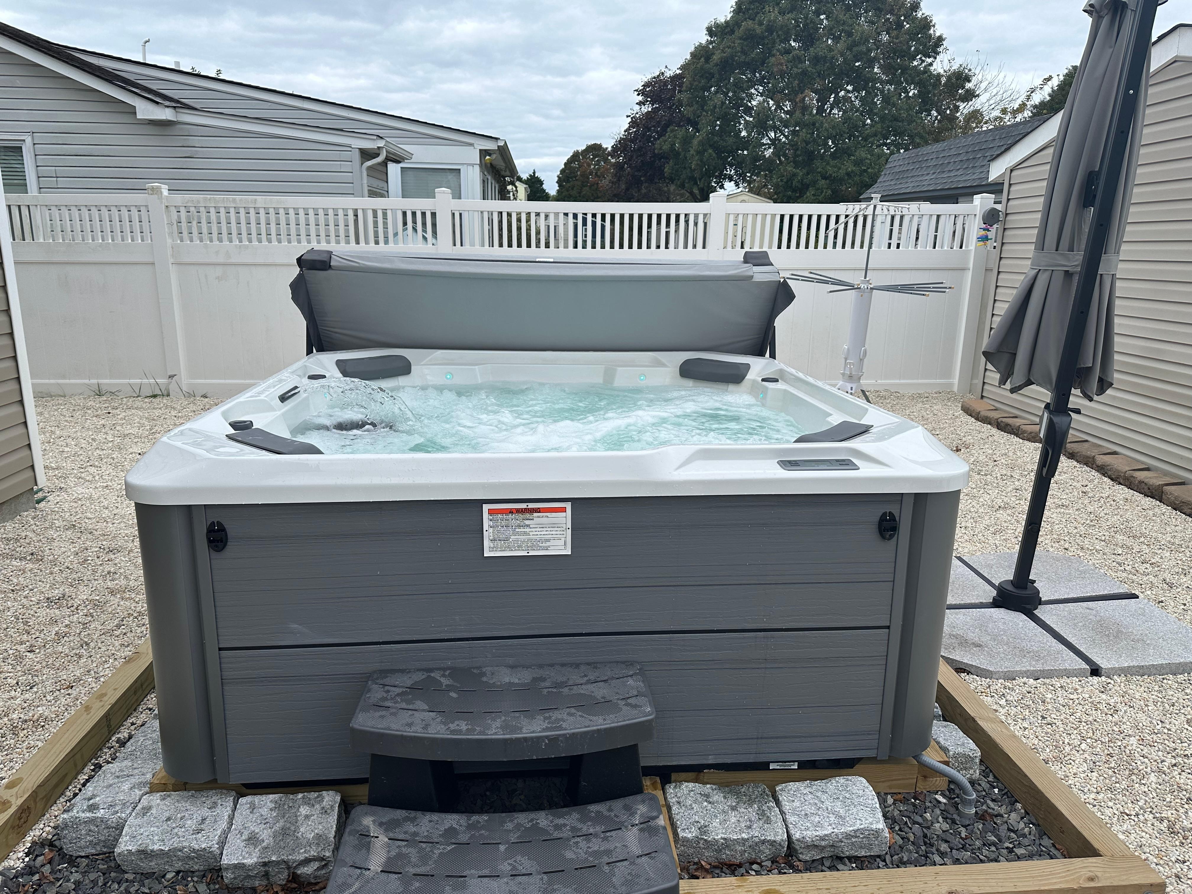 New, clean, and spacious hot tub.