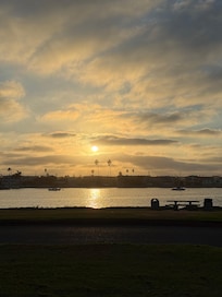 Sunset view from the public beach parking lot