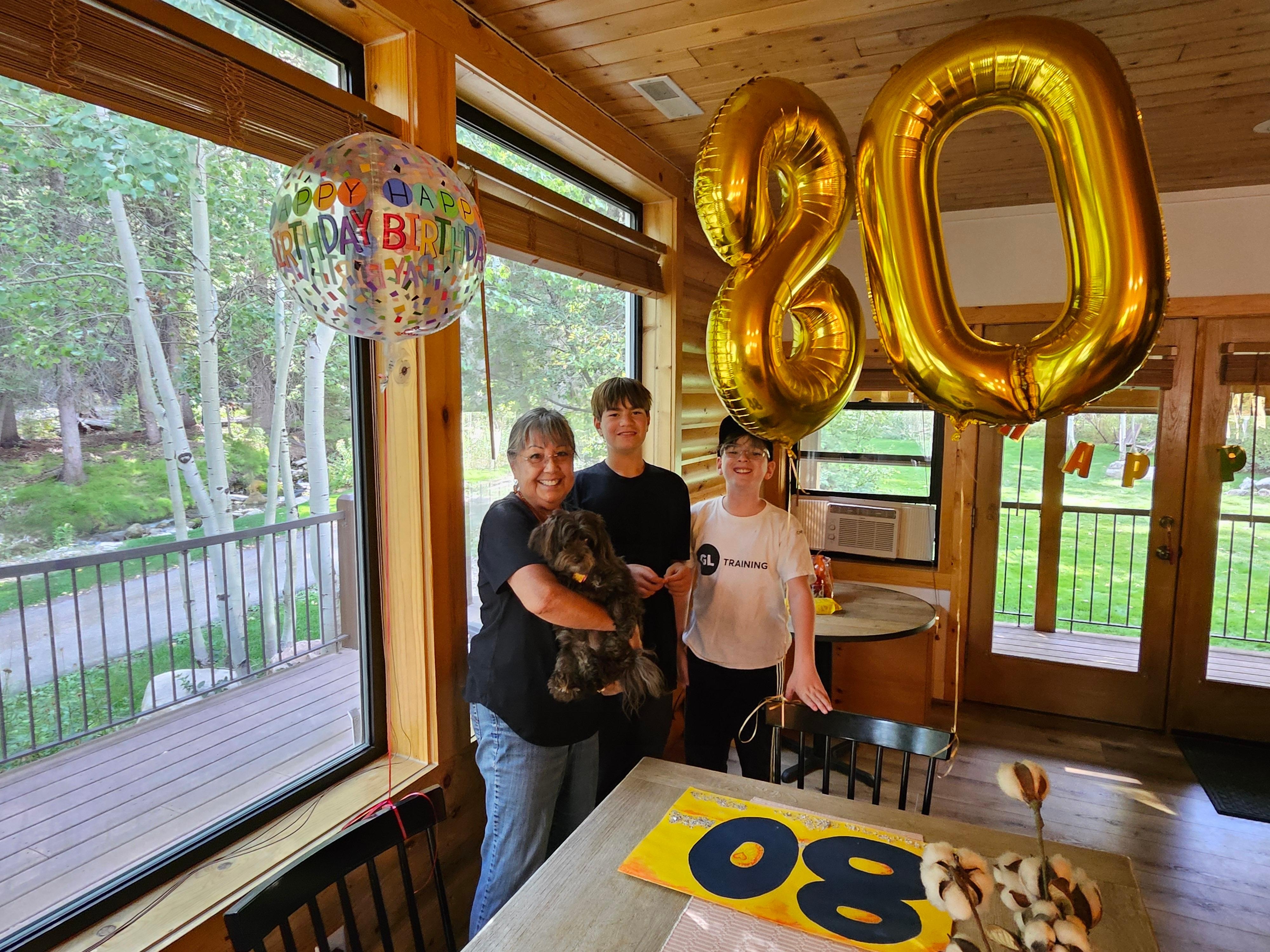 A great way to celebrate my 80th with our grandsons