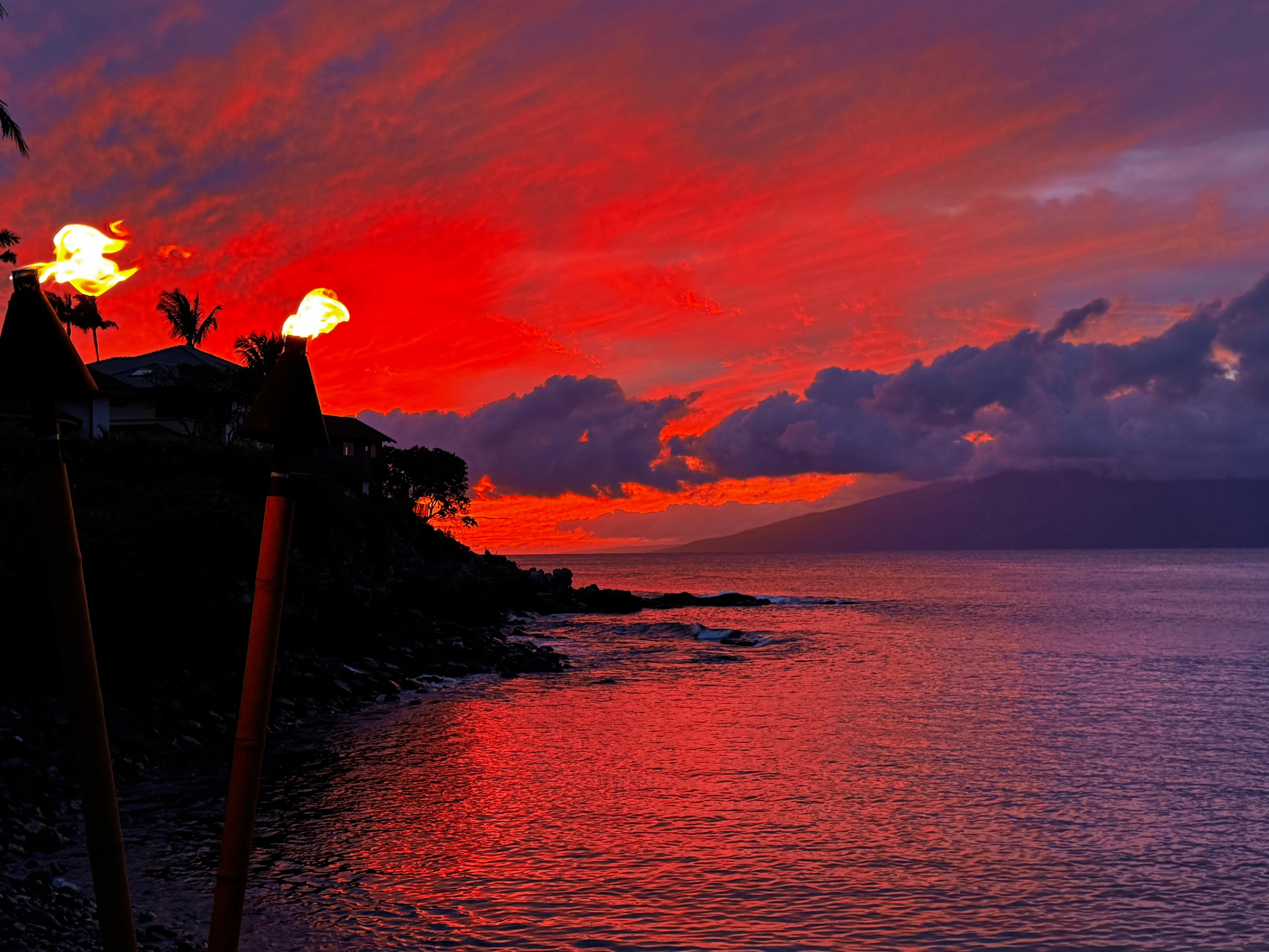 Stunning early April sunset from Honokeana Cove.