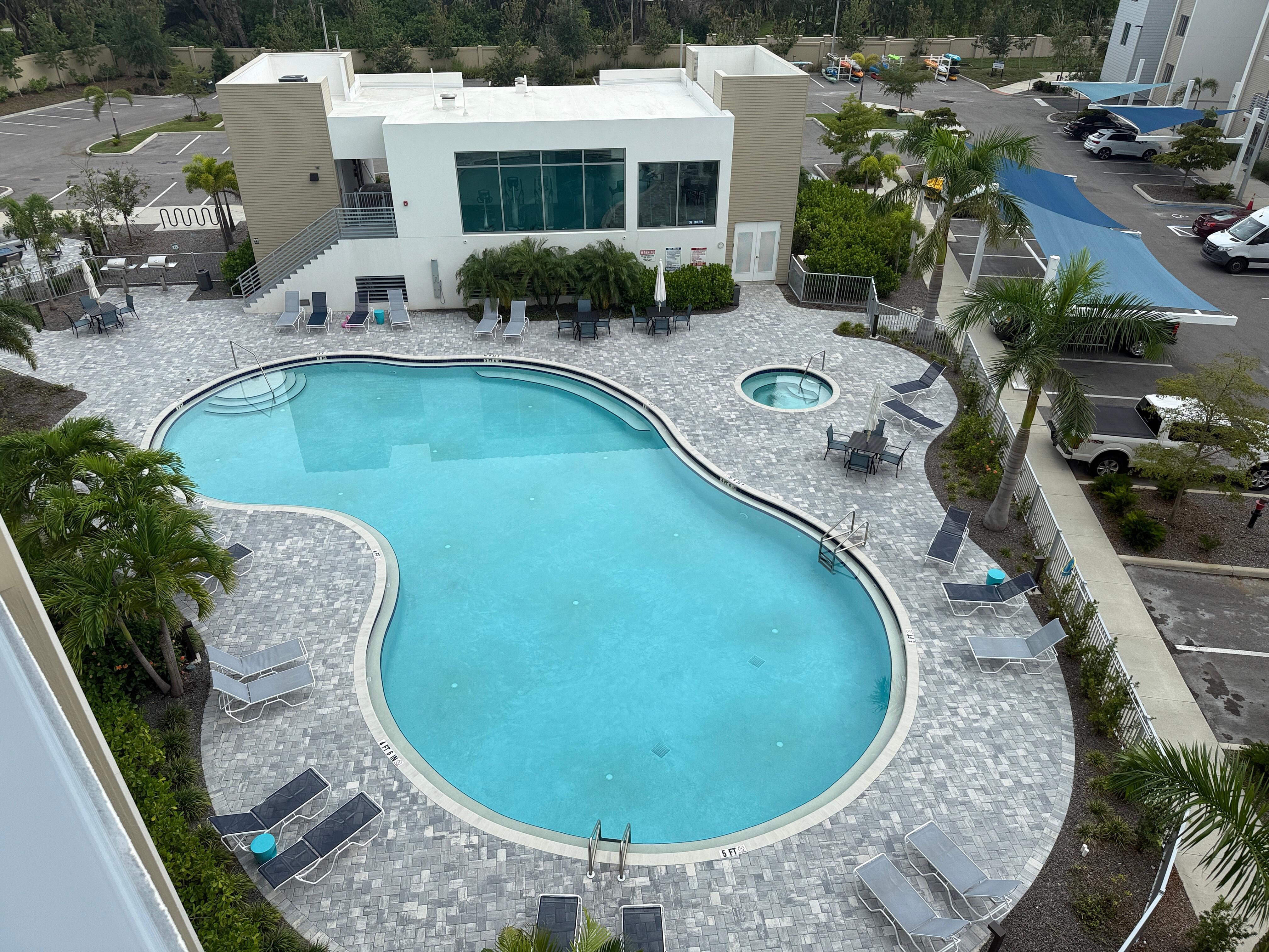 View of the pool from the unit balcony