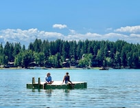 Fun float on lake