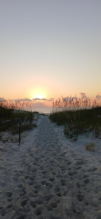 Beautiful path to morning beach sunrise