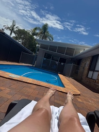 The pool is amazing. Clean and the water temperature was perfect every time no matter what time of day it was used.