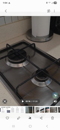 Very small 2 burner stove. Only 1 frying pan at a time. Must be lit each time with a match, but burners don't stay lit. 5 feet from electrical issues, both right at front door.