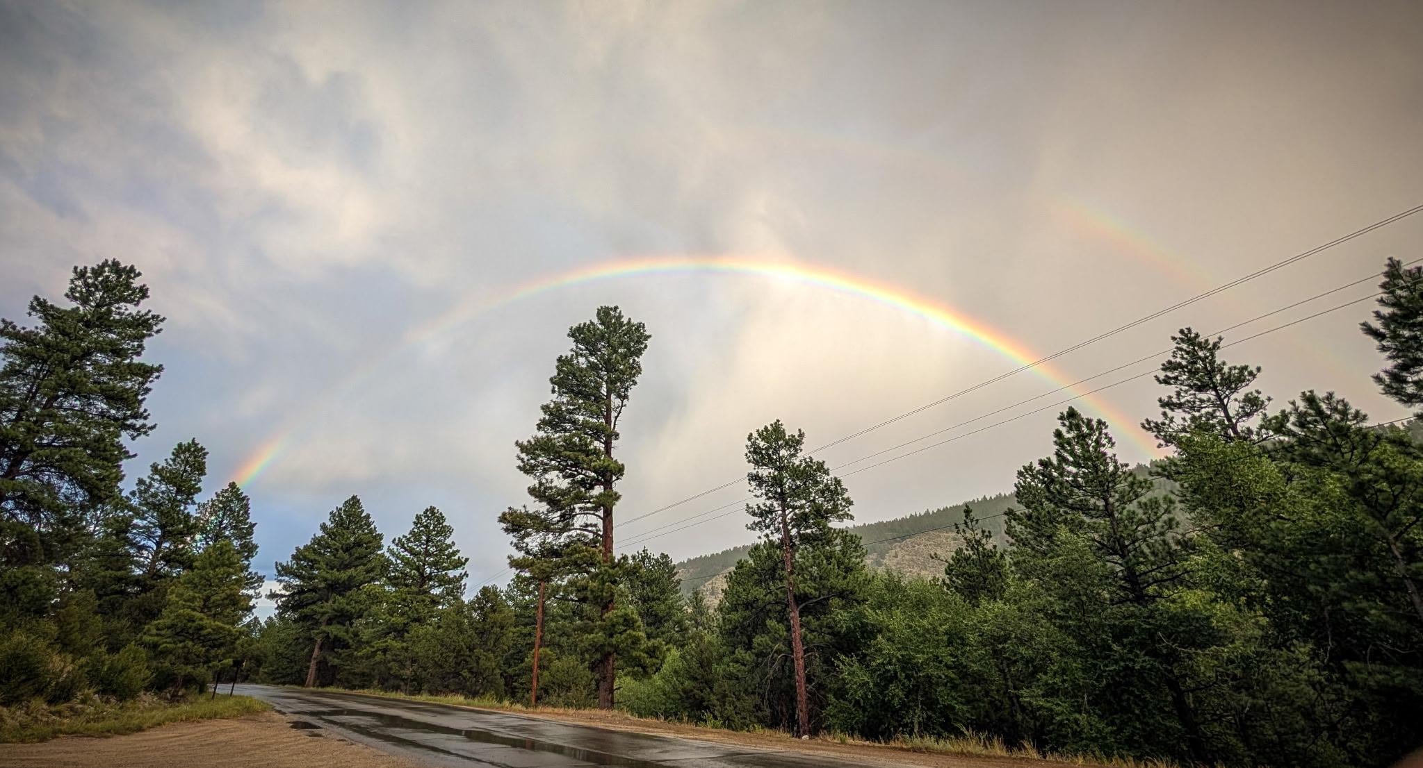 Rainbow right outside our cabin