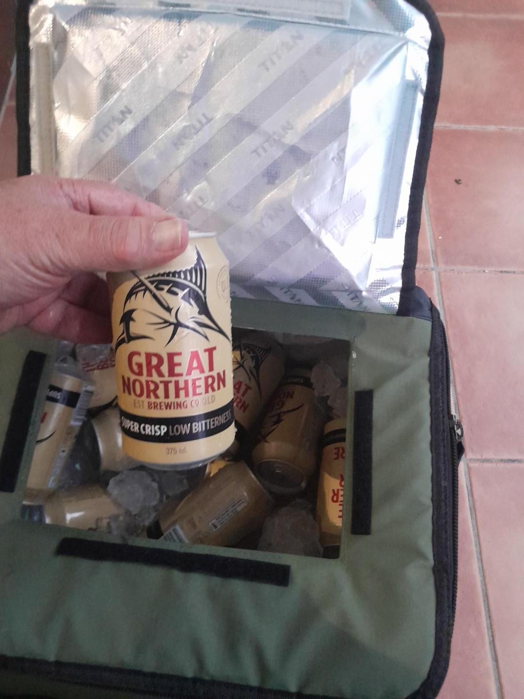 Beers and ice from their bottle shop/drive through 