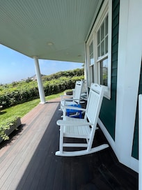 rocking chairs at both locations.