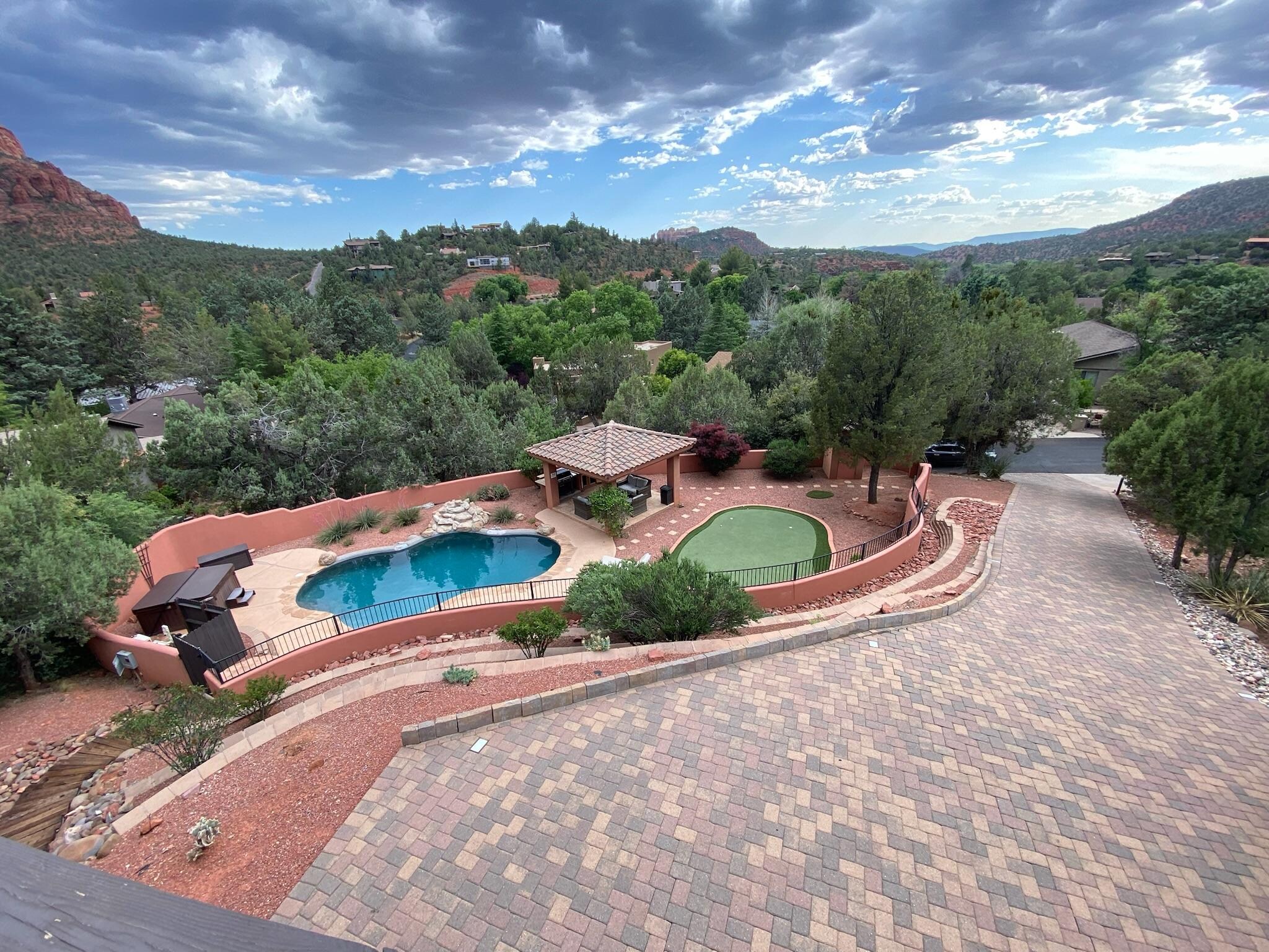 View of pool area from upper deck 