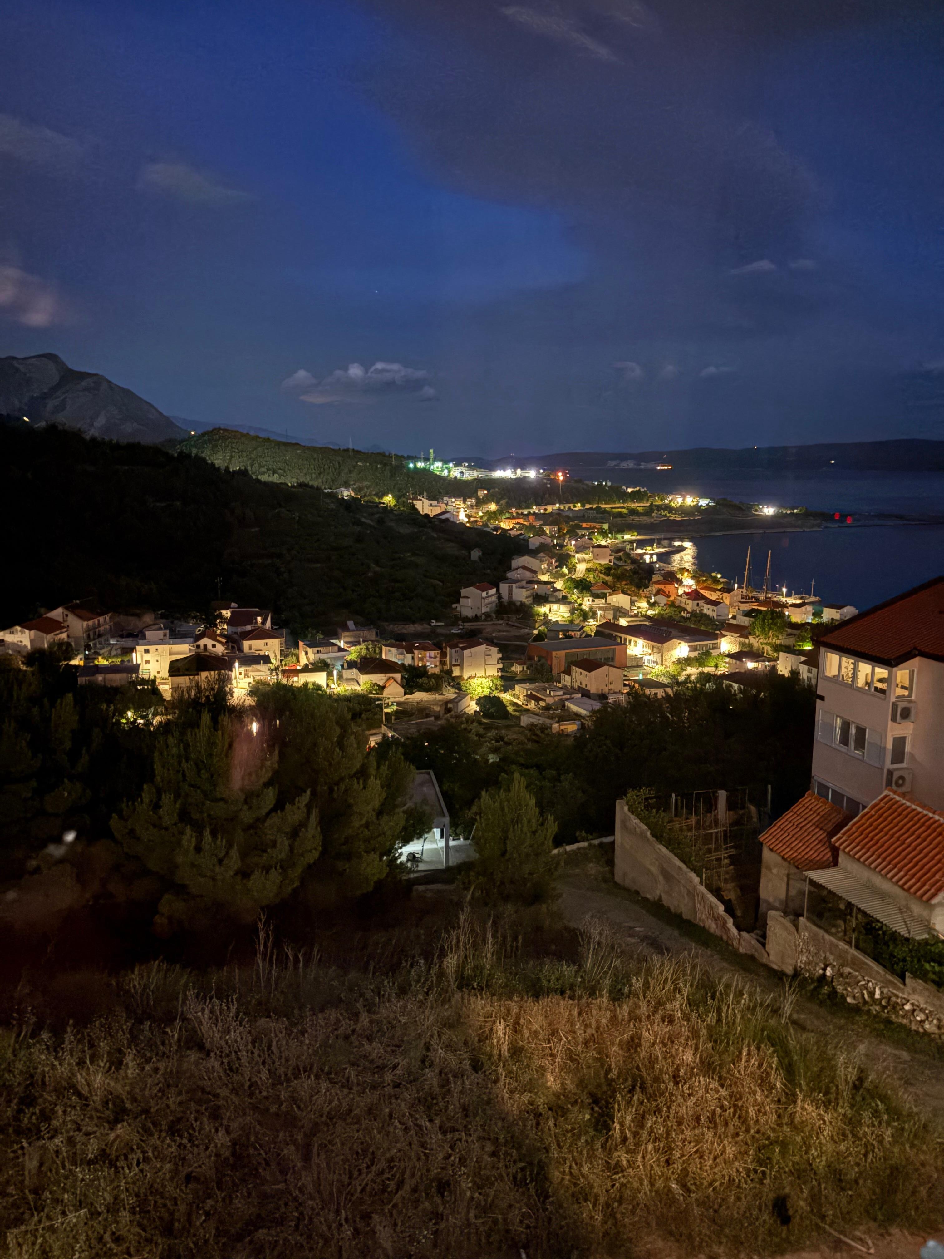 Night view from one side of the property 