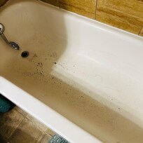 After the tub drained. I tried to clean the tub however it would not drain. I was informed this had been a major problem happening before I checked in.