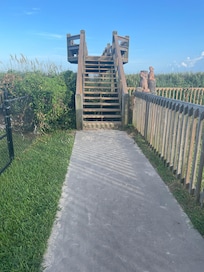 Walk way to beach or about a mile or so to drive