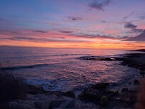 Vue du soleil couchant depuis l'hôtel