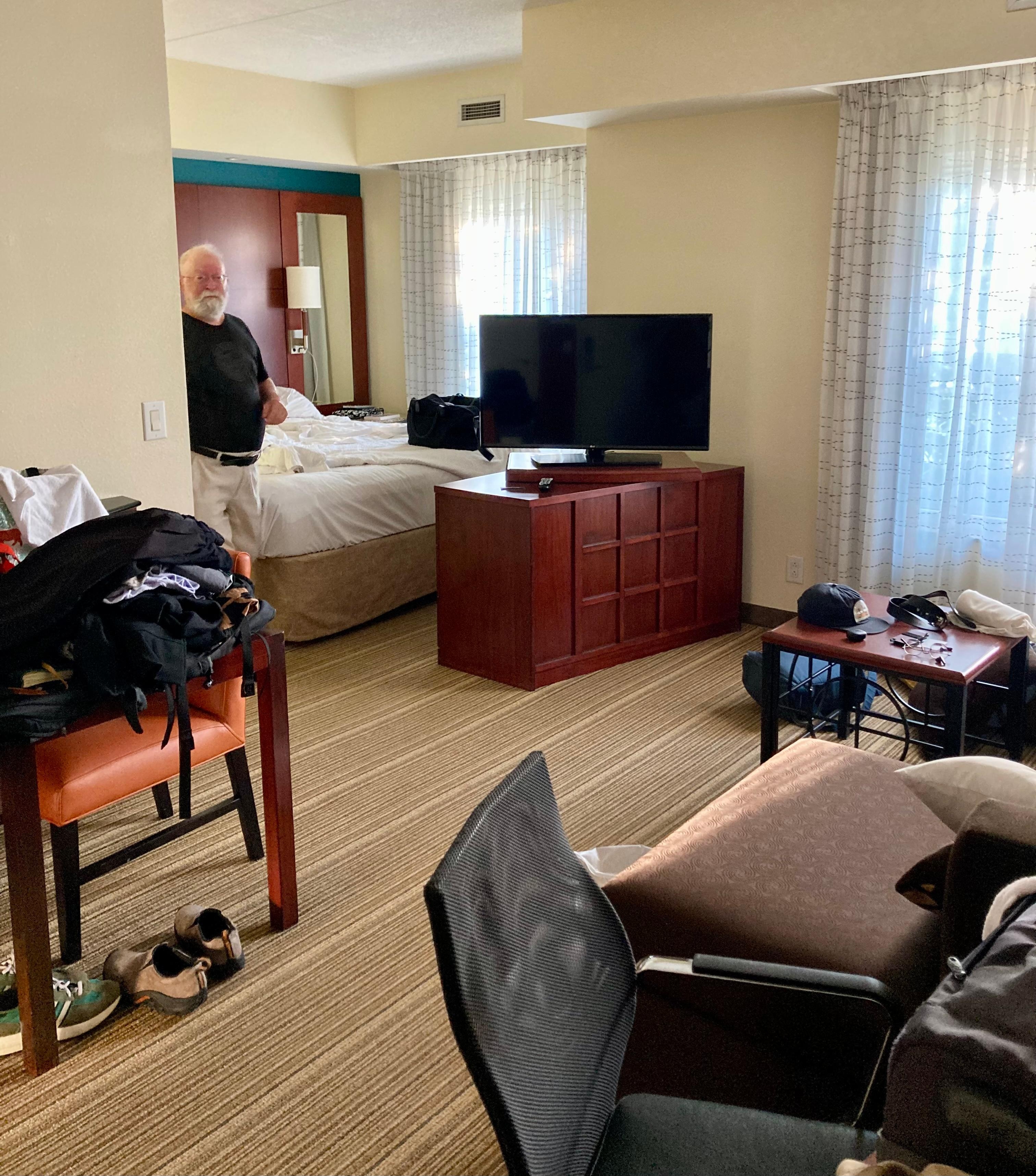 Our room after we messed it up. Spacious and clean. 