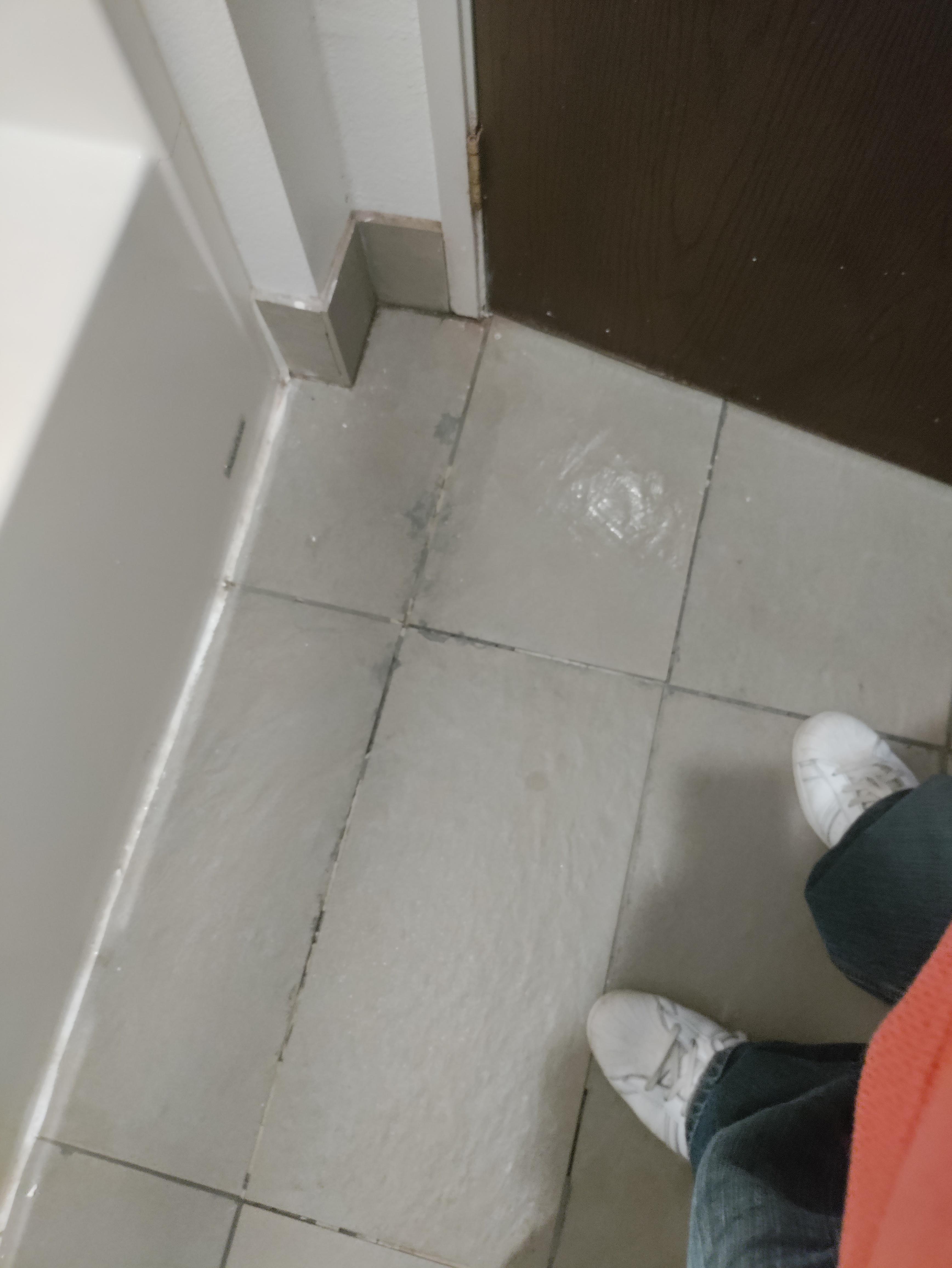 Bathroom tiles fell like your are going to fall.