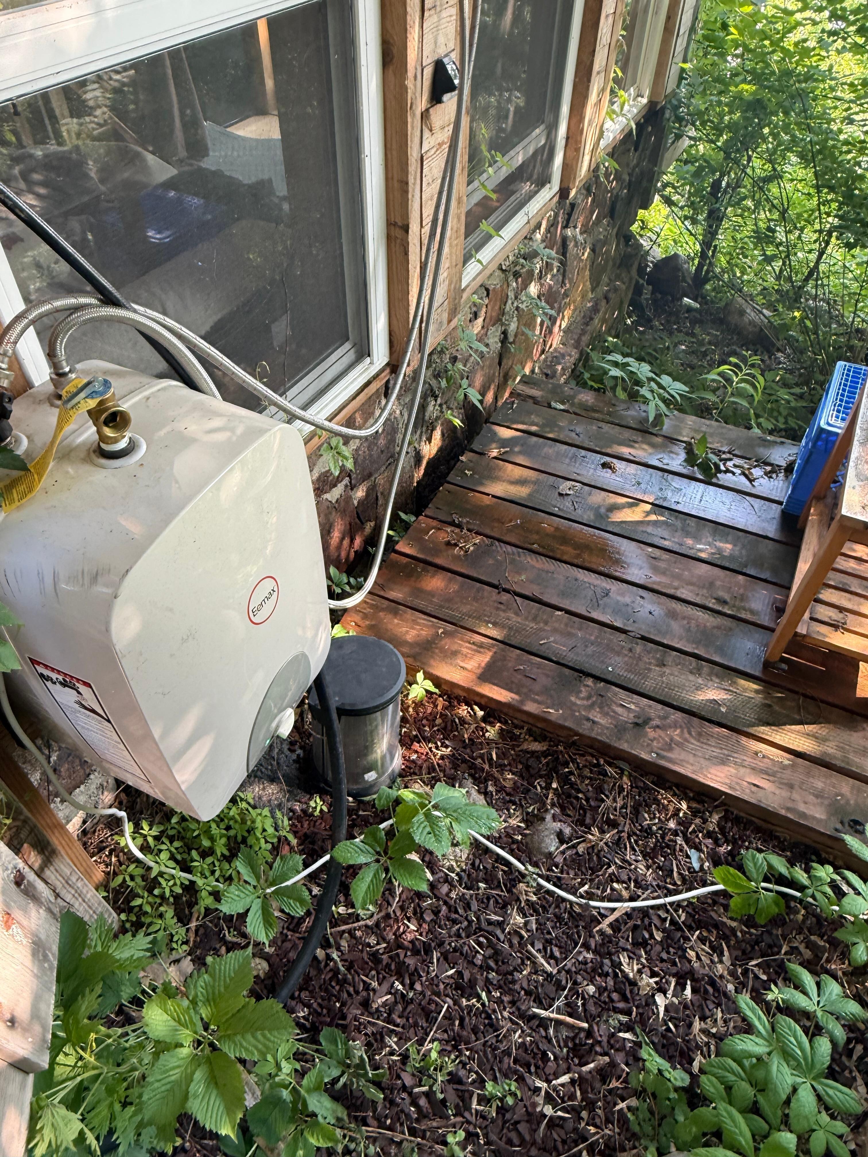 Outdoor shower. Nice and hot. But ooof. Needed a good clean!