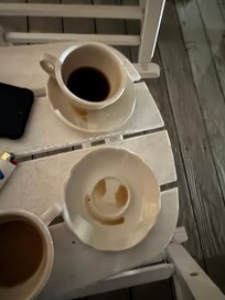 A cup of Seattles Best with my love, on the balcony.