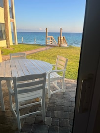 Beach access very close to patio!