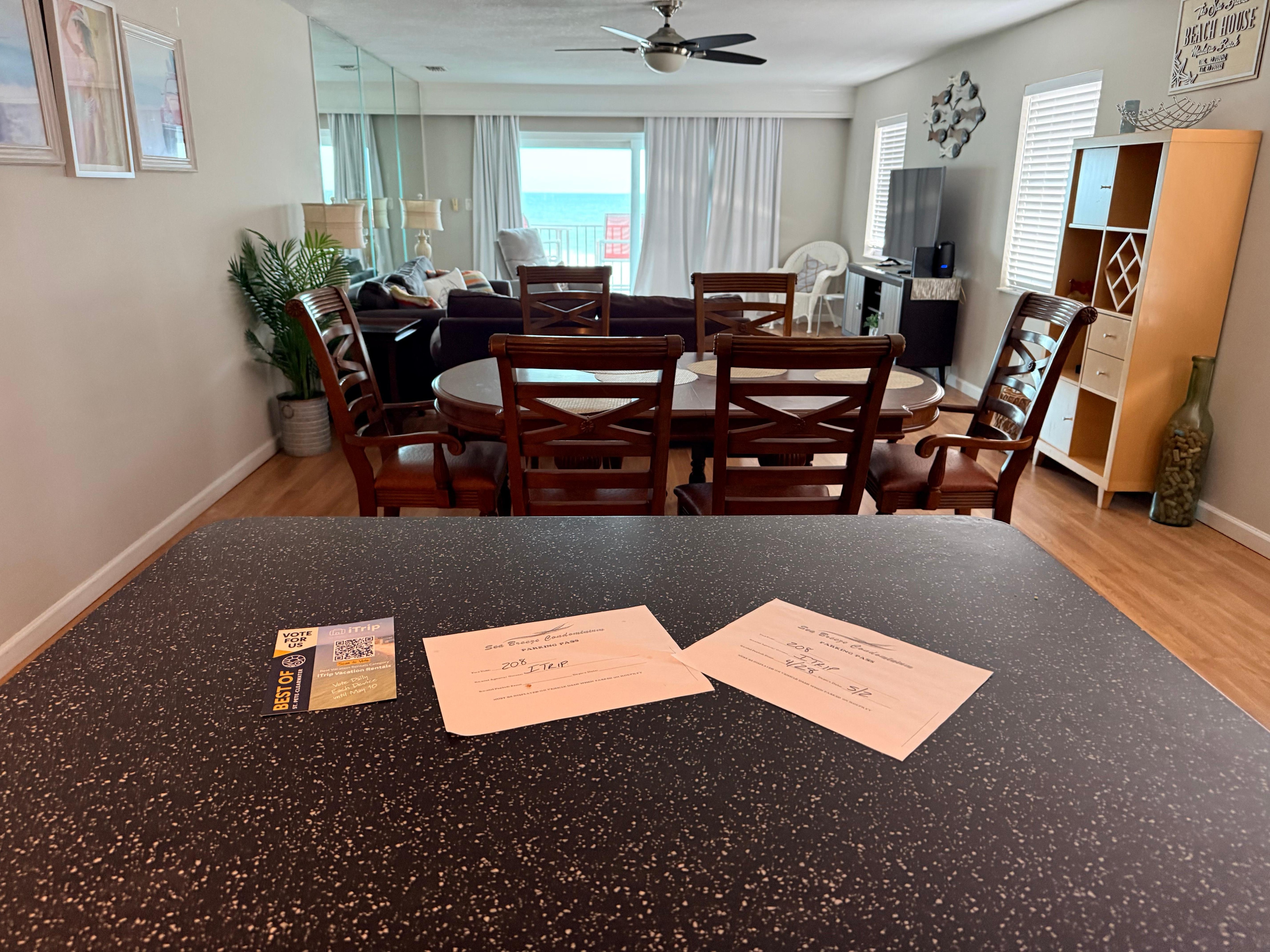 View from the kitchen island to the living room